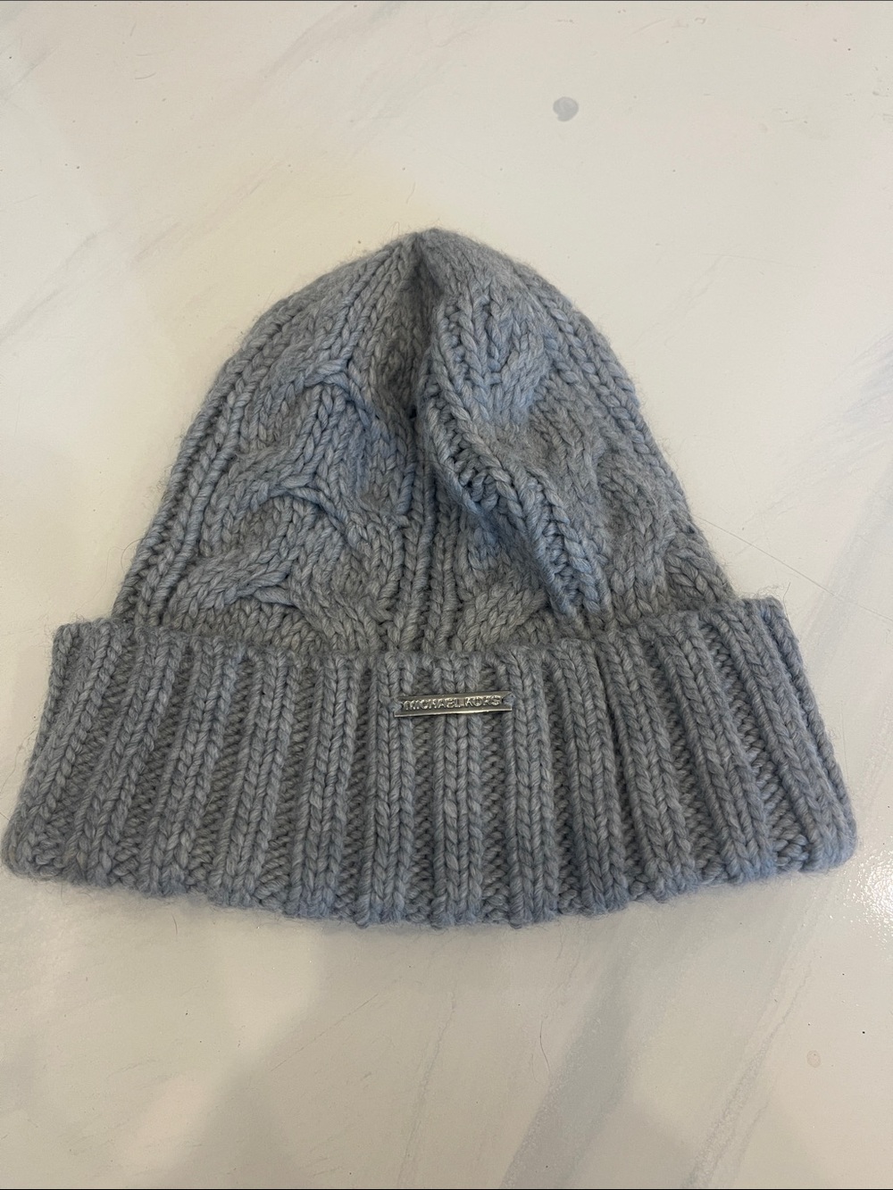 Michael Kors Gray Cable Knit Folded Cuff Beanie